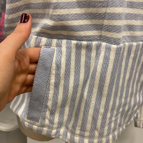 J. Crew Factory Blue and White Striped Hoodie - Picture 4 of 7